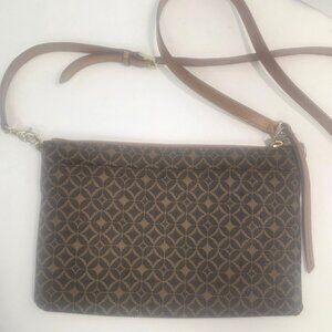 Women’s Fossil Sydney Shoulder Bag Brown Leather Crossbody Diamond purse